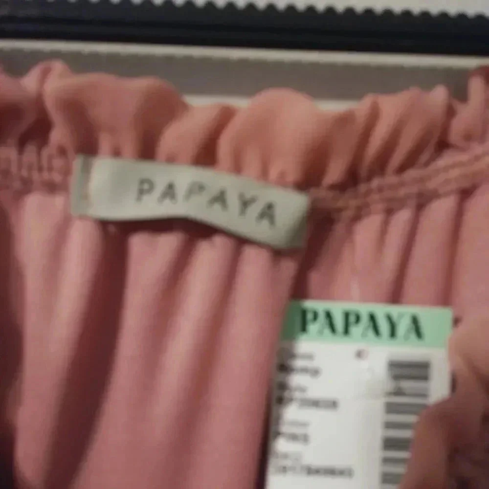 Papaya Pink‎ Off The Shoulder Romper Tiered Bell Sleeve Ruffle Hem Summer Boho